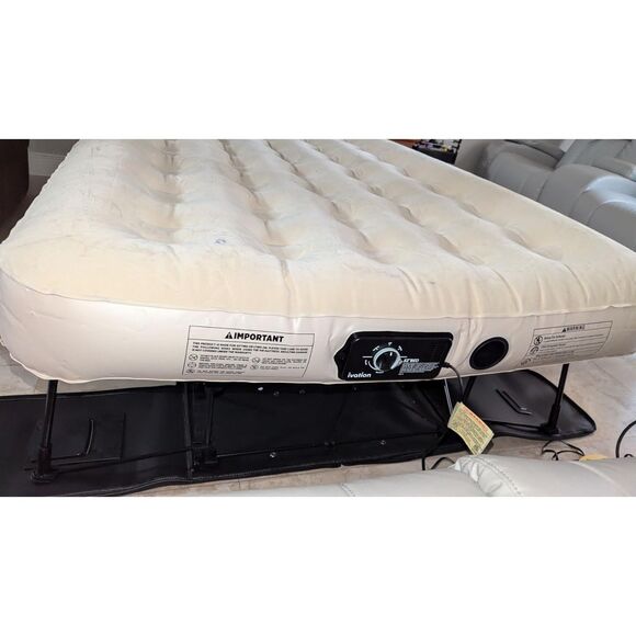 (Full Size) Air Mattress with Frame & Rolling Case, 80"L x 55"W x 24"Th - Picture 3 of 4